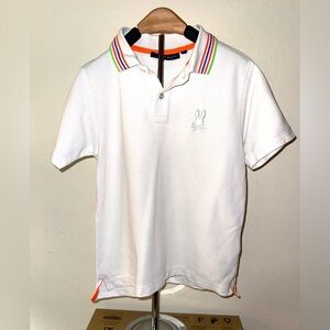 Psycho Bunny white polo, size 10/12, EUC